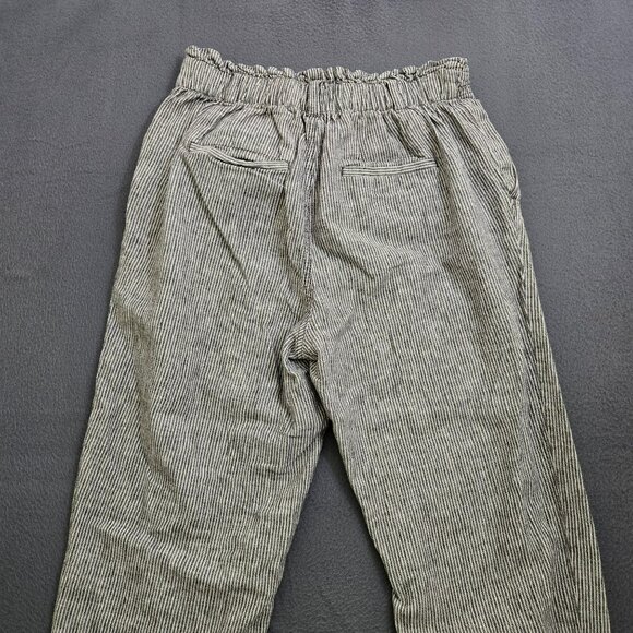 LOFT Women S Pinstripe Relaxed Linen Blend Casual Pants With Elastic Waist - Picture 4 of 13
